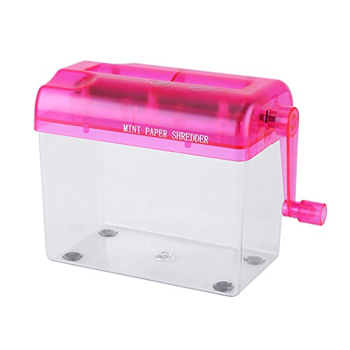 Manual Shredder, Hand Crank File Paper Shredder Heavy Duty Color Paper Cut Shredder for Office Home School, Blue, Pink, Orange, Grey Shredder Optional(pink)