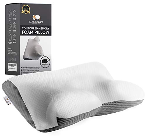 Cervical Memory Foam Pillow for Neck and Shoulder Pain Relief  Ergonomic, Orthopedic Pillow for Side, Back, Stomach Sleepers - Contour Pillows for Sleeping Support - Free Sleeping Mask