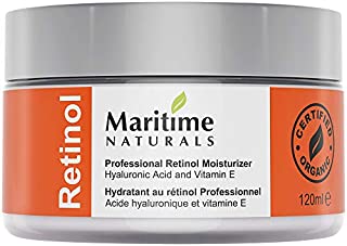 Canada's Premium Retinol Moisturizer for Face -Hgue 120ml - Hyaluronic acid and vitamin A - super anti aging skin cream  Professional Grade-Cruelty Free - Organic-Face Lift in a Jar By Maritime Naturals