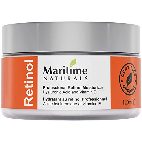 Canada's Premium Retinol Moisturizer for Face -Hgue 120ml - Hyaluronic acid and vitamin A - super anti aging skin cream  Professional Grade-Cruelty Free - Organic-Face Lift in a Jar By Maritime Naturals