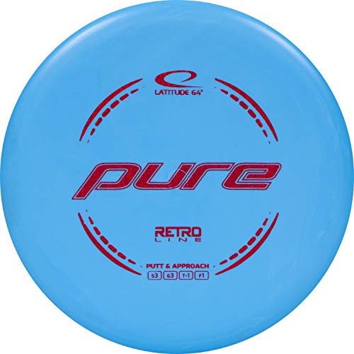 Latitude 64 Retro Pure Disc Golf Putter | Frisbee Golf Putt and Approach Disc | 170g Plus | Stamp Color Will Vary | Great Throwing Disc Golf Putter for Beginners (Blue)