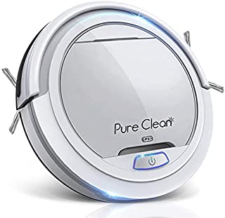 Pure Clean Robot Vacuum Cleaner - Upgraded Lithium Battery 90 Min Run Time - Automatic Bot Self Detects Stairs Pet Hair Allergies Friendly Robotic Home Cleaning for Carpet Hardwood Floor - PUCRC25