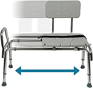 Tub Transfer Bench and Sliding Shower Chair Made of Heavy Duty Non Slip Aluminum Body and Seat with Adjustable Seat Height and Cut Out Access Holding Weight Capacity up to 400 Lbs, Gray