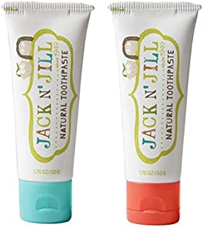 Jack N' Jill Natural Kids Toothpaste - Blueberry & Strawberry - Organic, Gluten Free, Vegan, BPA Free, Fluoride Free, SLS Free, Dairy Free - Making Toothbrushing Fun for Kids - 1.76 oz (Pack of 2)