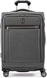 Travelpro Platinum Elite-Softside Expandable Spinner Wheel Luggage, Vintage Grey, Checked-Medium 25-Inch