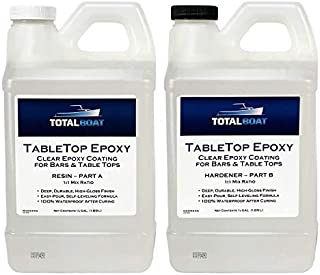 TotalBoat - TB-9335 Epoxy Resin Crystal Clear - 1 Gallon Epoxy Resin & Hardener Kit for Bar Tops, Table Tops & Countertops | Pro Epoxy Coating for Wood, Concrete, Art