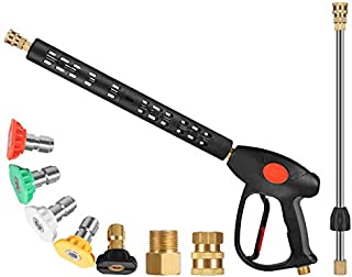 BCBUSY Replacement Pressure Washer Gun, Power Washer Gun with Extension Wand, 5 Nozzle Tips, M22 15mm or M22 14mm Fitting, 40 Inch, 4000 PSI