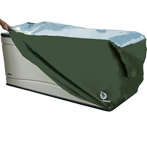 YardStash Heavy Duty Waterproof Deck Box Cover Protects from Outdoor Rain Wind and Snow. Extends Lifetime of Storage Box with UV Protected Rip-Stop 210D Heat Shield 600D Polyester