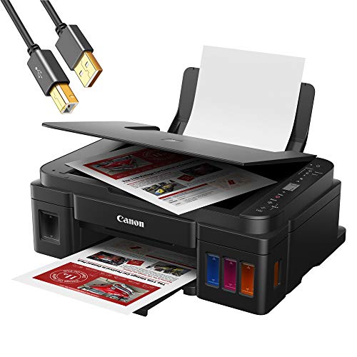 Canon PIXMA G32xx Series Wireless MegaTank All-in-One Color Inkjet Printer, Copier, Scanner, and Borderless Mobile Printing for Home Office - Black - 4800 x 1200 dpi - ORPHYER 10 Feet Printer Cable