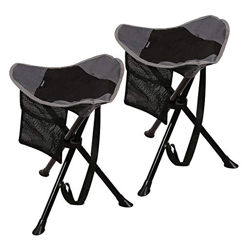 REDCAMP 2-Pack Camping Stool Folding, 17-inch Tall Lightweight Portable Tripod Camp Stools for Backpacking Hiking Hunting Fishing, Black and Gray