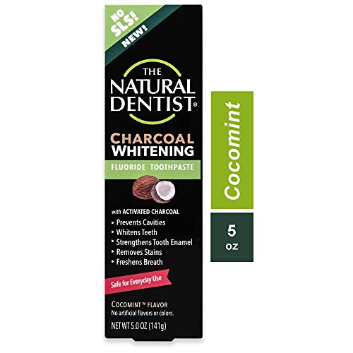 The Natural Dentist Charcoal Whitening Fluoride Toothpaste, 5 Ounce Tube