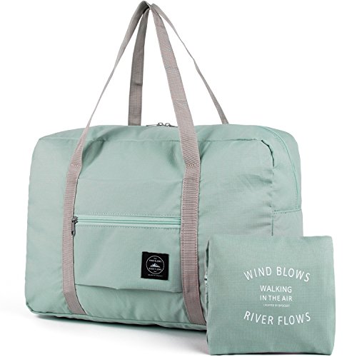 For Spirit Airlines Foldable Travel Duffel Bag Tote Carry on Luggage Sport Duffle Weekender Overnight for Women and Girls (1112-Mint Green)