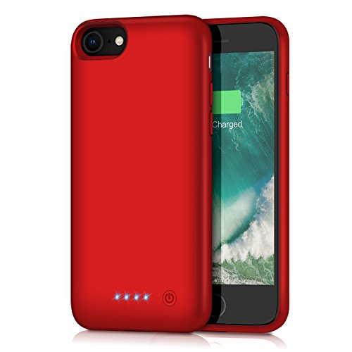 ABOE Battery Case for iPhone 8/7/6s/6/SE(2020), [6000mAh] Upgraded Charging Case Rechargeable Battery Pack for iPhone 8/7 Portable Charger case for iPhone 6S/6 /SE(2020)(4.7 inch)-[Red]