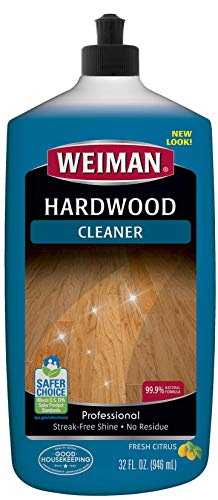 Weiman Hardwood Floor Cleaner - 32 Ounce - Non-toxic for Finished Hardwood Oak Maple Cherry Birch Engineered - Professional Safe Streak-free - Packaging May Vary