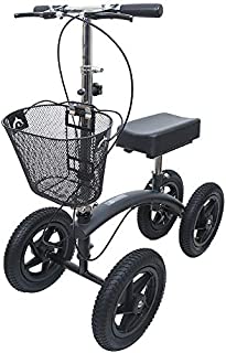 BodyMed All-Terrain Knee Walker, Black  Foldable Orthopedic Scooter for Ankle and Foot Injuries  Steerable Medical Roller Adult Post Surgery Walker for Recovery