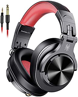 OneOdio A71 Wired Over Ear Headphones, Studio Headphones with SharePort, Professional Monitor Recording & Mixing Foldable Headphones with Stereo Sound for Electric Drum Keyboard Guitar Amp (Red)