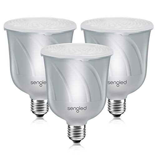 Sengled Pulse Bluetooth Light Bulb JBL Speaker System App Controlled Dimmable LED Bulb Requires Master Pair Add Up to 8 Bulbs BR30 Smart Music Satellite Bulb, Pewter, 3 Pack