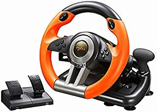 PC Racing Wheel, PXN V3II 180 Degree Universal Usb Car Sim Race Steering Wheel with Pedals for PS3, PS4, Xbox One,Xbox Series X/S,Nintendo Switch (Orange)