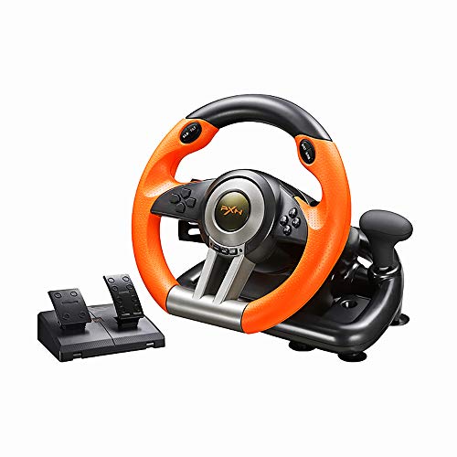 PC Racing Wheel, PXN V3II 180 Degree Universal Usb Car Sim Race Steering Wheel with Pedals for PS3, PS4, Xbox One,Xbox Series X/S,Nintendo Switch (Orange)