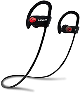 SENSO Bluetooth Headphones, Best Wireless Sports Earphones w/Mic IPX7 Waterproof HD Stereo Sweatproof Earbuds for Gym Running Workout 8 Hour Battery Noise Cancelling Headsets