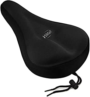 ViMall Bike Saddle Cover/Bike Seat Cover,Unisex Comfortable Sillicone&Memory Foam Padded Soft Gel Relief Cycling Bicycle Bike Saddle Seat Cushion Pad Cover for Montain Biking&Ride Race (Black)