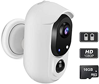 WOHOME Rechargeable Battery-Powered Security Camera,Outdoor/Indoor Wireless Camera with 1080P Night Vision,2 -Way Audio,IP65 Waterproof WiFi Camera with Cloud,Compatible with Alexa/Google Assistant