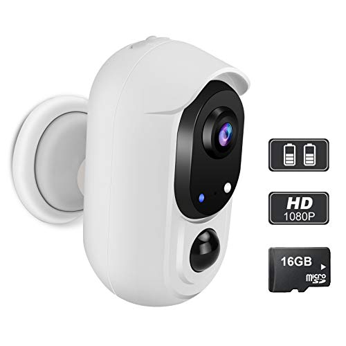 WOHOME Rechargeable Battery-Powered Security Camera,Outdoor/Indoor Wireless Camera with 1080P Night Vision,2 -Way Audio,IP65 Waterproof WiFi Camera with Cloud,Compatible with Alexa/Google Assistant