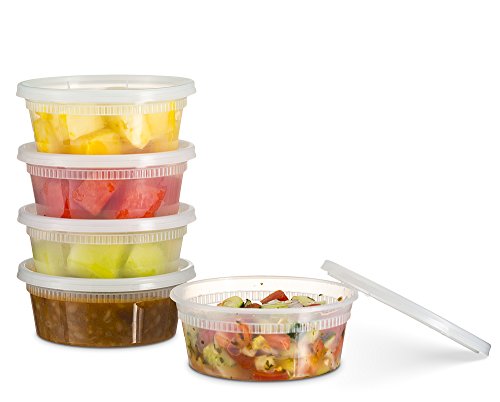 [72 Count 8 Oz Combo] Basix Disposable plastic Deli Food Storage Containers With Plastic Lids, Leakproof, Great For Meal Prep, Picnic, Take Out, traveling, Fruits, Snack, or Liquids