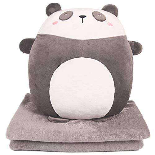 ARELUX 3 in 1 Soft Panda Plush Pillow Blanket Set ,15.7