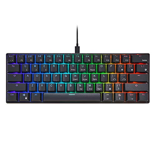 RK ROYAL KLUDGE RK61 Wired 60% Mechanical Gaming Keyboard RGB Backlit Ultra-Compact Brown Switch Black