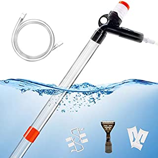 Aquarium Gravel Cleaner Fish Tank Kit Long Nozzle Water Changer for Water Changing and Filter Gravel Cleaning with Air-Pressing Button and Adjustable Water Flow Controller- BPA Free