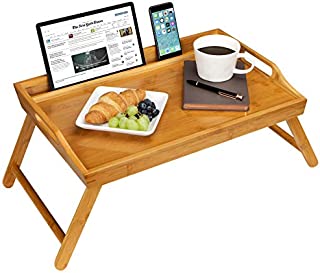 Rossie Home Media Bed Tray with Phone Holder - Fits up to 17.3 Inch Laptops and Most Tablets - Natural Bamboo - Style No. 78107