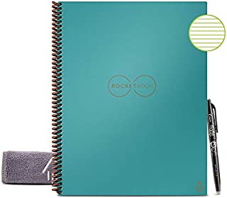 Rocketbook Smart Reusable Notebook - Lined Eco-Friendly Notebook with 1 Pilot Frixion Pen & 1 Microfiber Cloth Included - Neptune Teal Cover, Letter Size (8.5