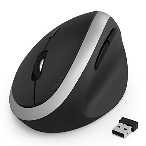 Wireless Vertical Mouse, Jelly Comb Wireless Mouse 2.4G High Precision Ergonomic Optical Mice  for Small Hands  (Black and Silver)