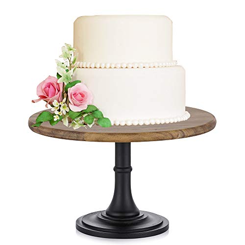 10 inches/25.5cm Rustic Base of Round Wood Wedding Cake Stand, Wedding Birthday Party Dessert Cupcake Pedestal/Display/Plate