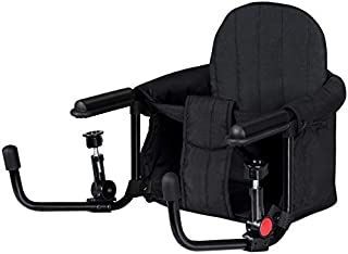 BABY JOY Hook On Chair, Fold-Flat Storage & Tight Fixing Clip on Table High Chair for Home Restaurant Travel, Portable Feeding Seat of Iron Pipe Frame, High Load Design, Baby Fast Table Chair (Black)