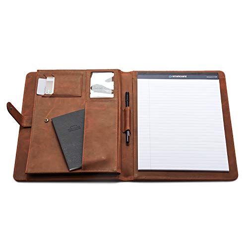 LUXBUFFALO Premium Leather Handmade Business Portfolio Organizer with Document, iPad Sleeves for Men and Women