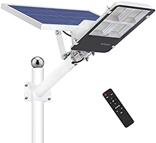 300W Solar Street Lights Outdoor, Dusk to Dawn Solar Led Outdoor Light with Remote Control, 6500K Daylight White Security Led Flood Light for Yard, Garden, Street, Playgroud