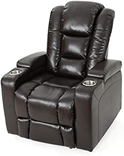 Everette Power Motion Recliner | USB Charging Port | Hidden Arm Storage | Assisted Reclining Furniture for Elderly & Disabled | Durable Tufted Brown PU Leather, Comfortable, Easy to Clean