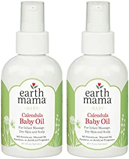 Earth Mama Calendula Baby Oil for Infant Massage, 4-Fluid Ounce (2-Pack)