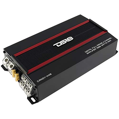 DS18 CANDY-X4B Amplifier in Black - Class D, 4 Channels, 1600 Watts Max, Digital, 2/4 Ohm - Don't Sacrifice Space for Power - Compact Mini Ampflier for Speakers in Car Audio System