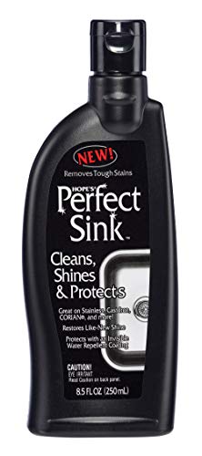 Hope's Perfect Sink Cleaner and Polish, Restorative, Water-Repellant, Removes Stains, Ideal for Brushed Stainless Steel, Cast Iron, Porcelain, Corian, Composite, Acrylic, 8.5 oz 1 Pack