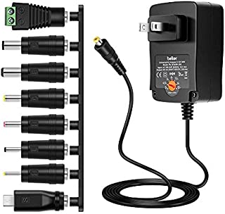 Belker 36W Universal 3V 4.5V 5V 6V 7.5V 9V 12V AC DC Adapter Power Supply for LCD LED Light Strip Router HUB Speaker Smart Phone TV Box 1A 1.5A 2A 2.5A 3A 3000mA Amp Max.