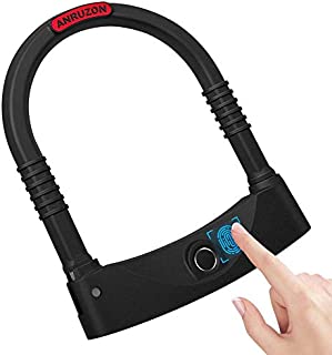 VEEAPE Fingerprint Lock U Lock Bike IP65 Waterproof U Bike Lock, Bicycle Lock with USB Cable, 100 Fingerprints, Unlock Time 0.5 Seconds, Anti-Theft Safety Suitable for Bike Motorcycle Glass Door