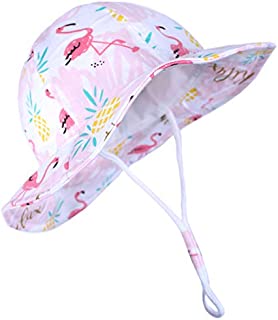 Durio Baby Girl Sun Hat UPF 50+ Cute Baby Sun Hat Summer Beach Baby Girl Hats Sun Protection Infant Sun Hat A Pink Flamingo 6-12 Months