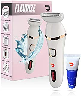 Electric Razor for Women - Womens Shaver Bikini Trimmer Body Hair Removal for Legs and Underarms Rechargeable Wet and Dry Painless Cordless with LED Light, Blue