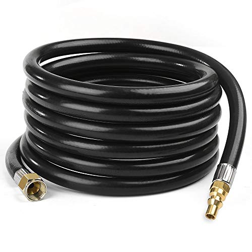 SHINESTAR 12FT RV Quick Connect Propane Hose for RV/Trailer, Connects to Grill, Portable Fire Pit, Camp Chef Stove, Easy Release - 3/8in Female Flare x 1/4in Male Plug