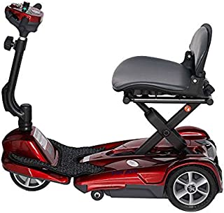 EV Rider Transport M EZ(Easy Move) S19M Fold Manual Folding Electric Mobility Scooter for Adults Seniors Handicaped Lightweight Mobility Travel Scooter, 11.5 Ah Li Battery Pack, Burgundy Red