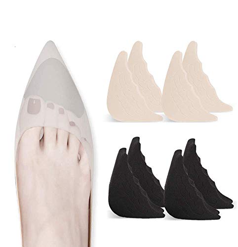 4 Pairs Toe Filler Inserts Adjustable Toe Plug Reusable Shoe Filler for Too Big Shoes for Women Men Unisex Pumps Flats Sneakers - Black + Beige