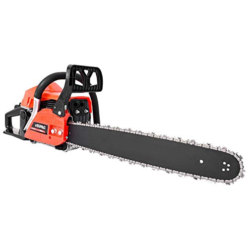 20 Inch 58CC Gas Powered Chainsaw 2 Stroke Handed Petrol Gasoline Chain Saw Handheld Cordless Petrol Gasoline Chain Saw for Cutting Wood Garden Farm Home Use US Spot